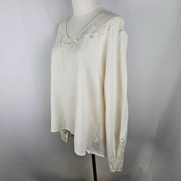 NEW! Evan-Picone Sweater Womans Size 3X Lace Trim Professional Feminine - Picture 3 of 10